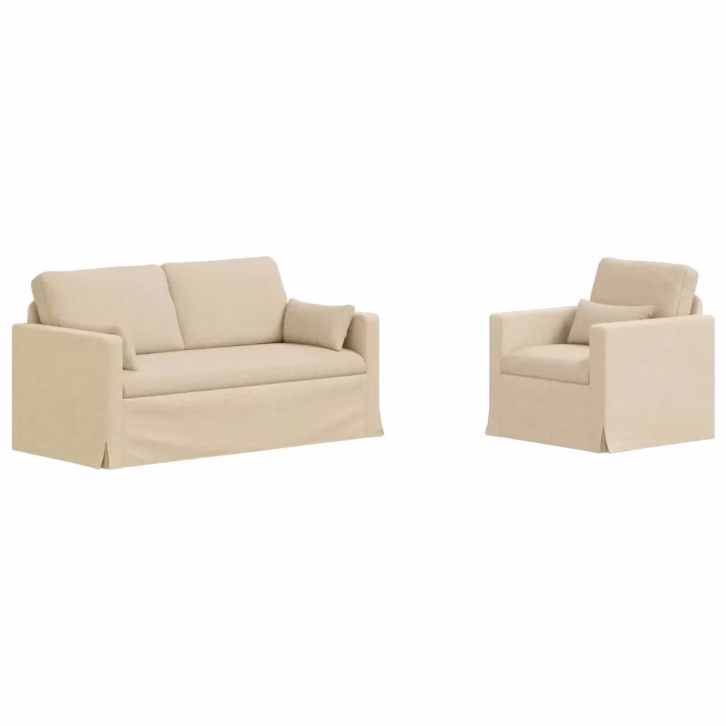 Set di 2 divani moderni vidaXL in tessuto beige con struttura in metallo L: 158 cm, P: 78 cm, H: 80 cm – 2
