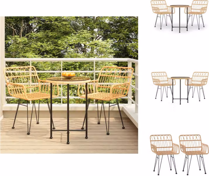 vidaXL Set da pranzo da giardino 3 pezzi in rattan - Set di mobili da giardino