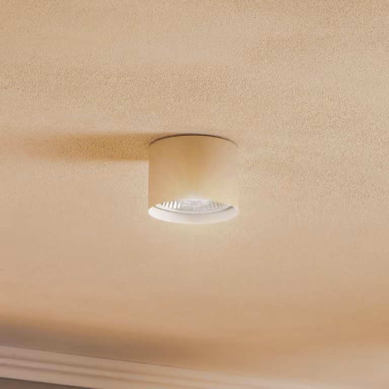 Faretto da soffitto Chloe color crema, metallo, altezza 9 cm, orientabile, GU10 Argon, dimmerabile, Crema / Ambra, Soggiorno / Sala da pranzo, Metallo, Moderno, Faretto alogeno
