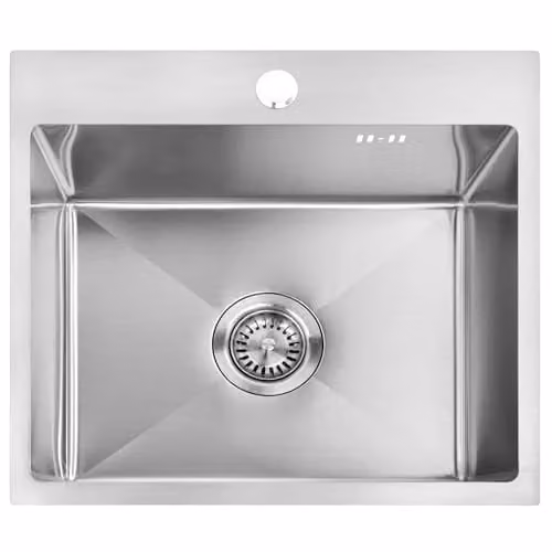 Rea - Lavello Da Cucina In Acciaio Leo 50 Brush Nickel Vasca Singola 50 X 45 X 20 cm Montaggio Sottopiano (Acciaio Spazzolato)