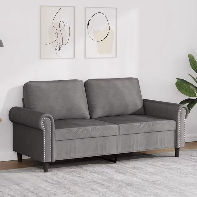 Divano a 2 Posti-Sofa 2 Posti grigio scuro140 cm in Velluto 520290
