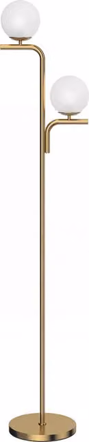 HOMCOM Lampada da Terra LED Moderna con Paralumi a Sfera in Vetro e Colore Oro – 1
