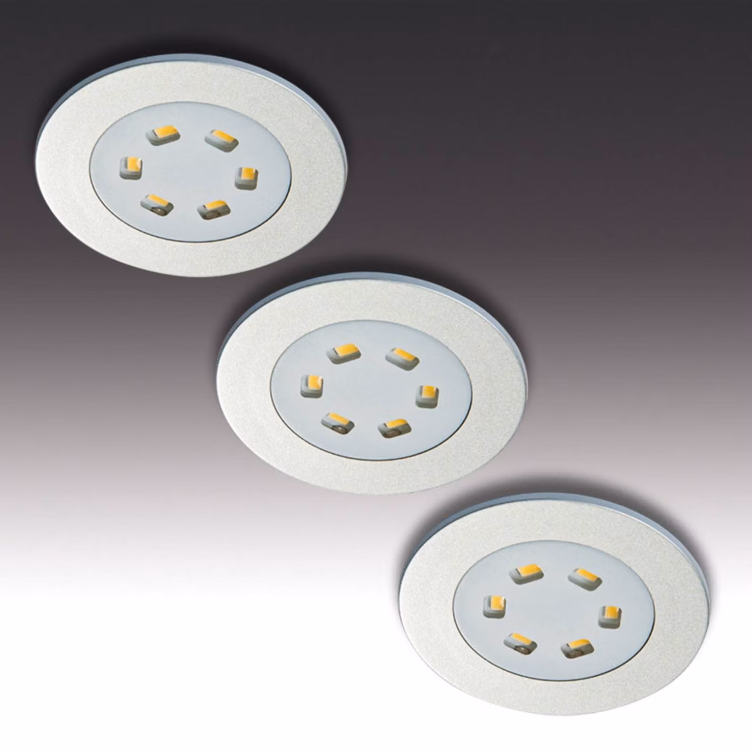 Hera Kit da 3 luci LED incasso R 55, Alluminio / Grigio / Zincato, Cucina, Metallo, Moderno