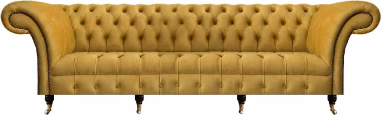 Gelbes Chesterfield Wohnzimmer Sofa Luxuriöser 4-Sitzer Polster Couch