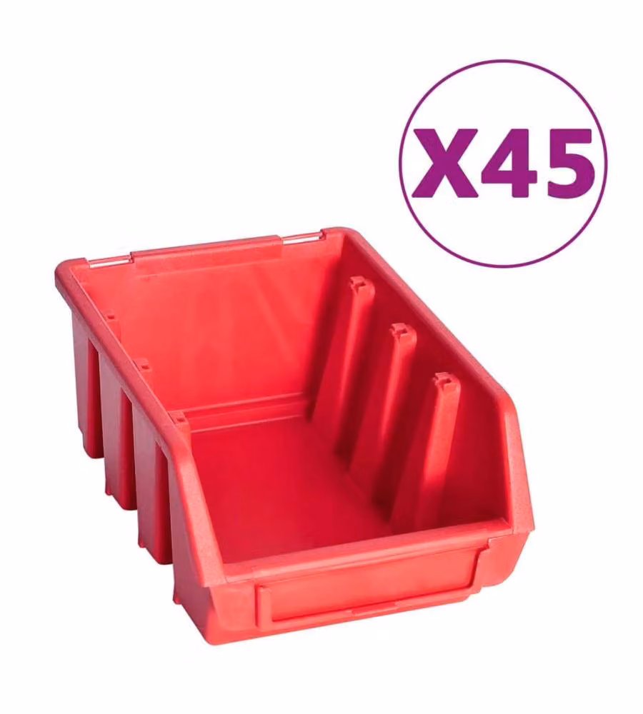 Kit Contenitori 96 pz con Pannelli a Parete Rosso e Nero