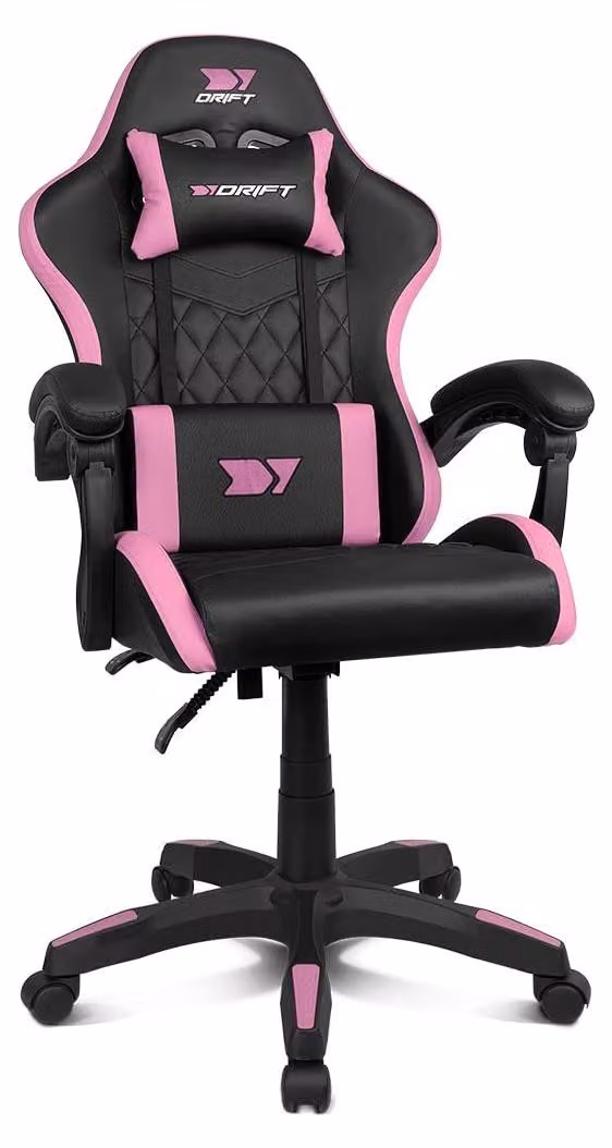 Sedia da gaming ergonomica, con altezza e braccioli regolabili, colore nero/rosa