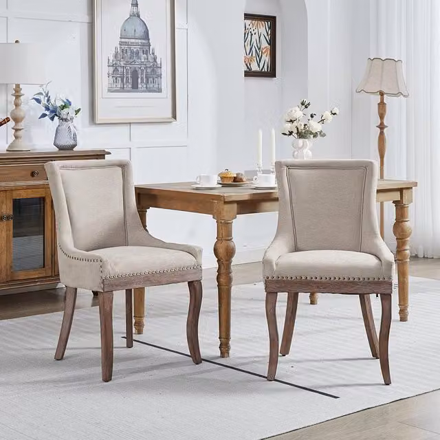 Set 2 sedie Ultra Side - Xylo - tessuto beige gambe legno