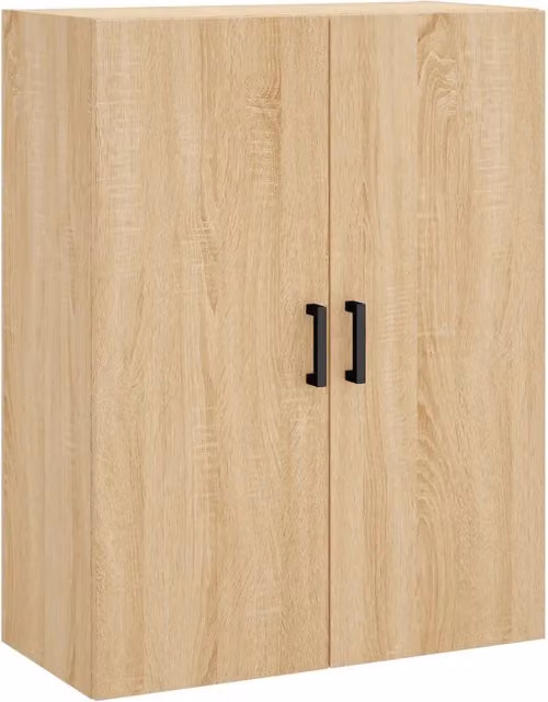 Mobiletto a muro pratico e capiente di design dimensioni 69,5 x 34 x 90 cm realizzato in legno composito di rovere Sonoma 02_0048582