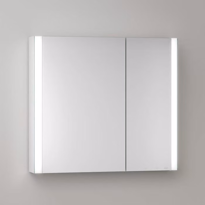 Mobiletti specchio a parete Keuco Royal Metis LED, dimensioni 80 x 71 cm, 2 ante con riscaldamento a specchio, design asimmetrico