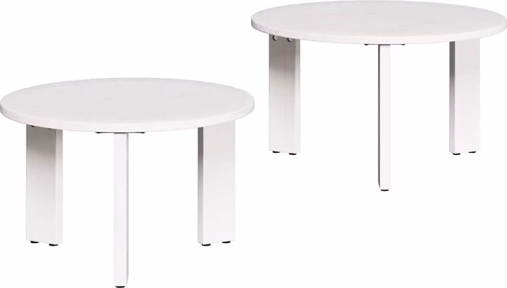 Tavolino da salotto 2 pcs Bianco Legno massello di pino