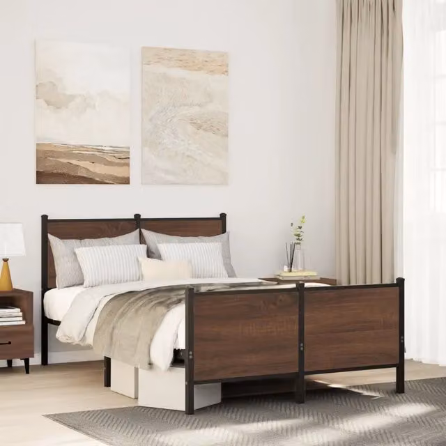 Struttura Letto con Giroletto in Metallo e Rovere Marrone Design Mania L: 137 cm, P: 190 cm – 1