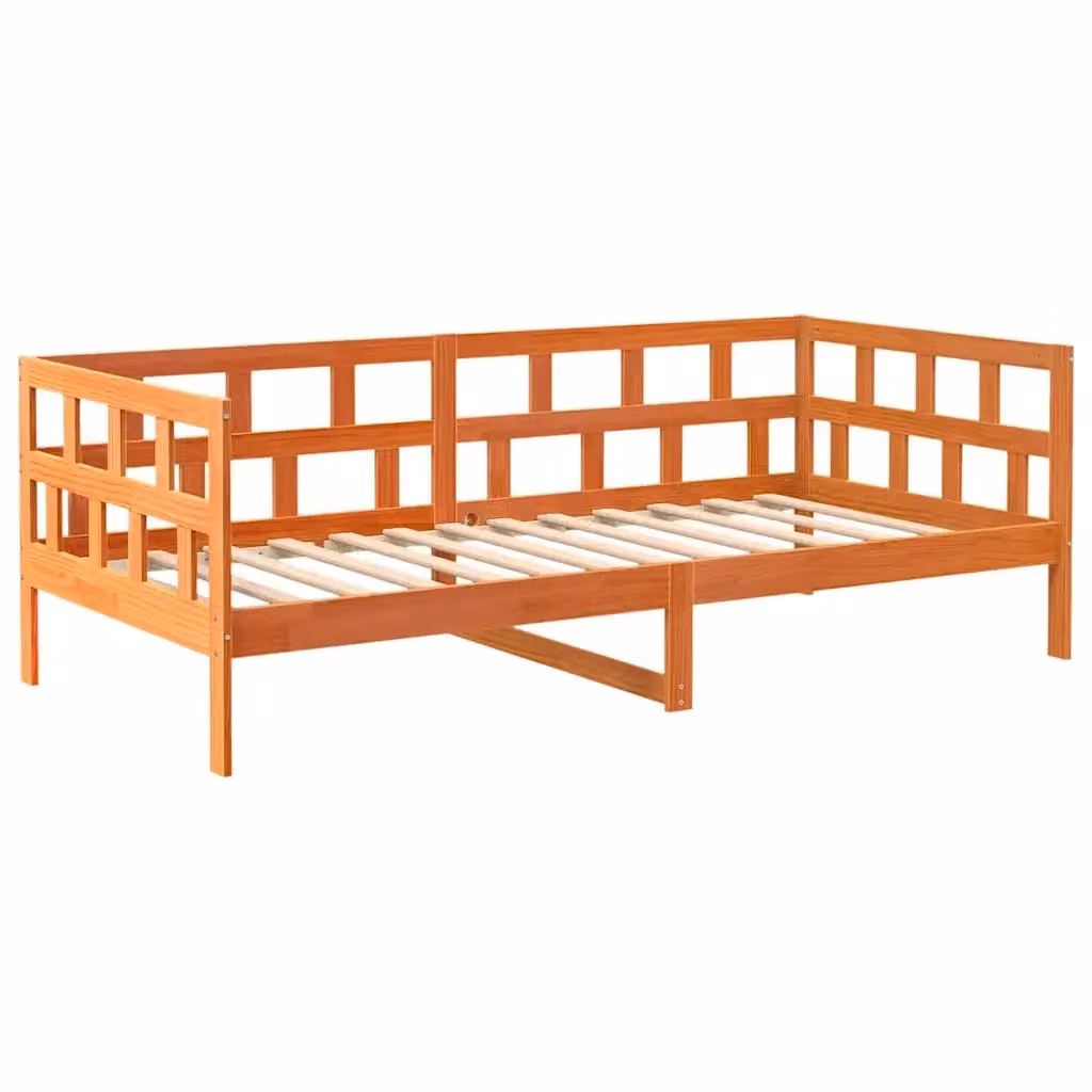 Design Mania Divano Letto Dormeuse in Legno di Pino Marrone Cera L 90 x P 200 cm