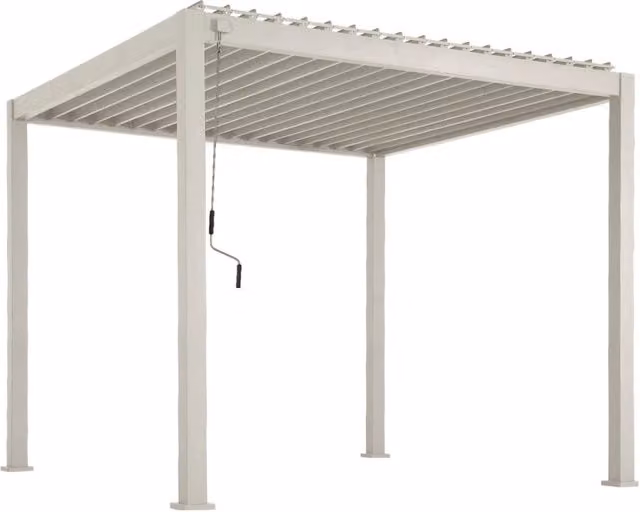 Pergola bioclimatica Sweeek in alluminio con lamelle orientabili, beige, L: 301 cm, P: 301 cm, H: 250 cm – 1