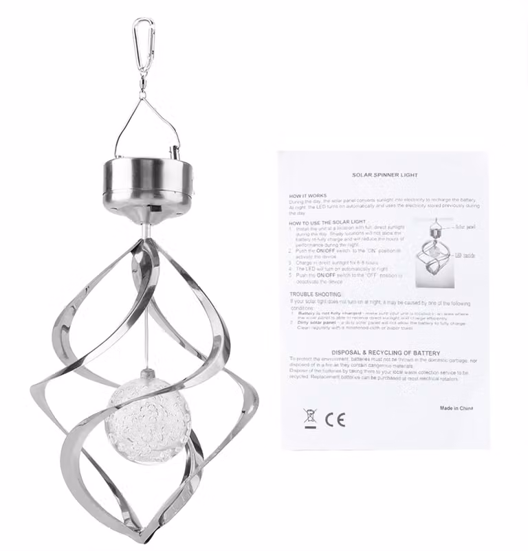 Lanterna solare decorativa, disponibile in vari colori, con gancio, ideale per giardino e cortile
