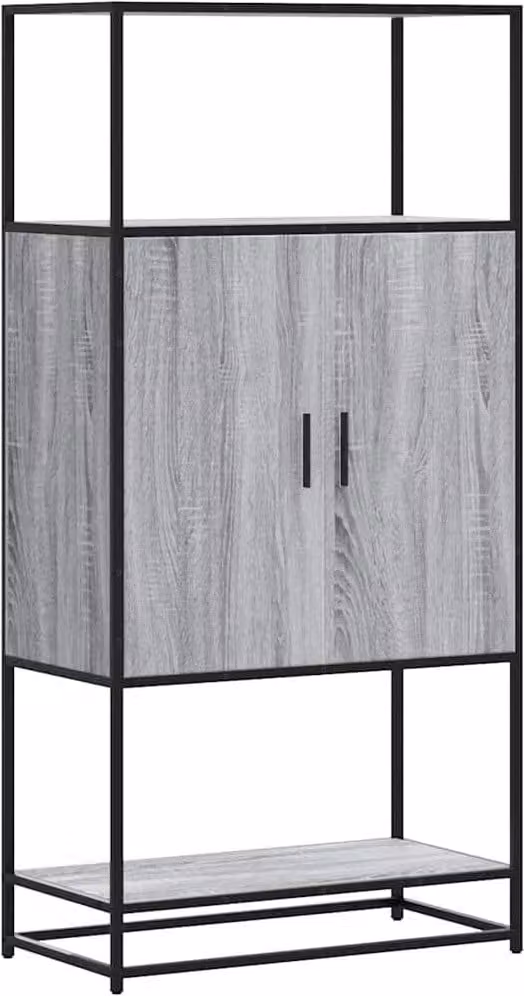 Credenza Grigio Sonoma 68x35x139 cm Legno Multistrato Metallo
