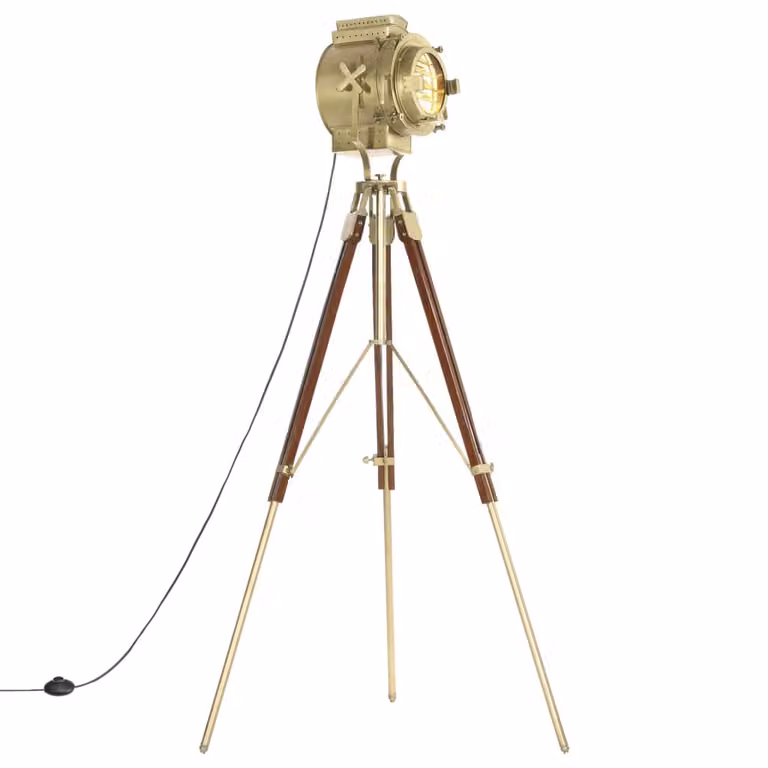 The Living Store Lampada da terra treppiede in legno massiccio di mango 193 cm