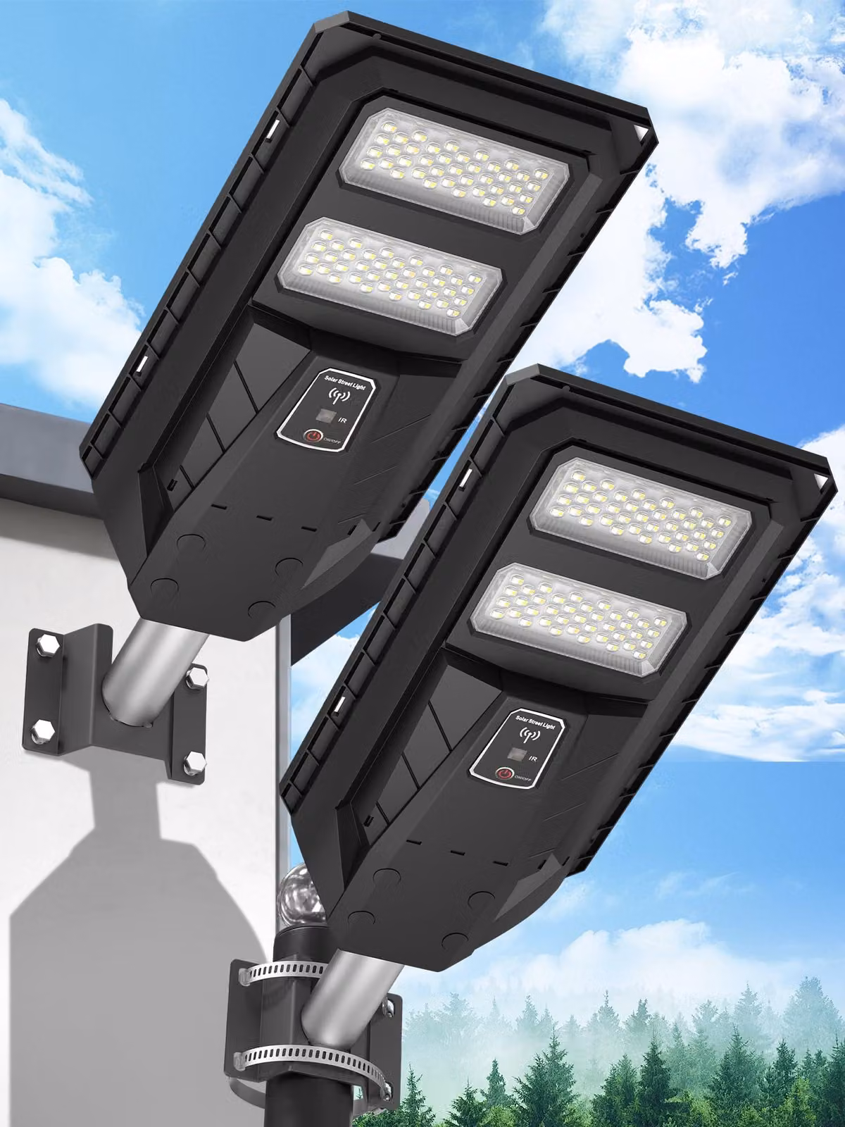 Lanterna solare a LED, 10 Ah, faretto esterno, confezione da 2 pezzi