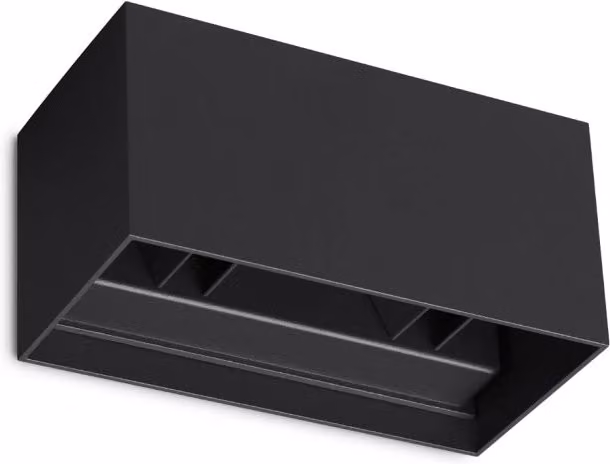 Applique da parete contemporanea Atom IDEAL LUX in alluminio e vetro nero con LED da 25W 3000K luce calda e protezione IP54
