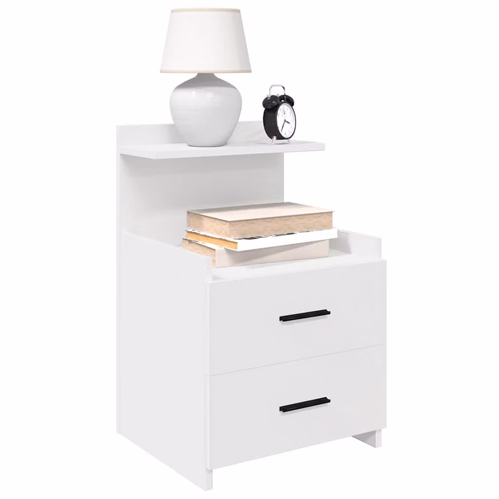 Set di 2 comodini bianchi moderni vidaXL con 2 cassetti, L 40 cm x P 36,5 cm x H 62 cm