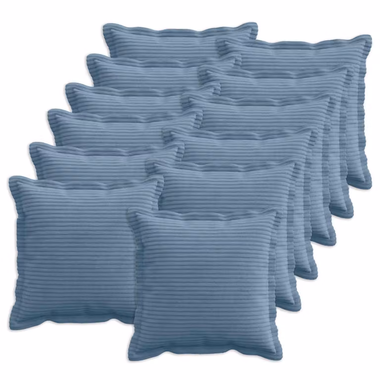 Set di 12 federe vidaXL HOUTEN blu in velluto a coste, L/P: 40 x 40 cm