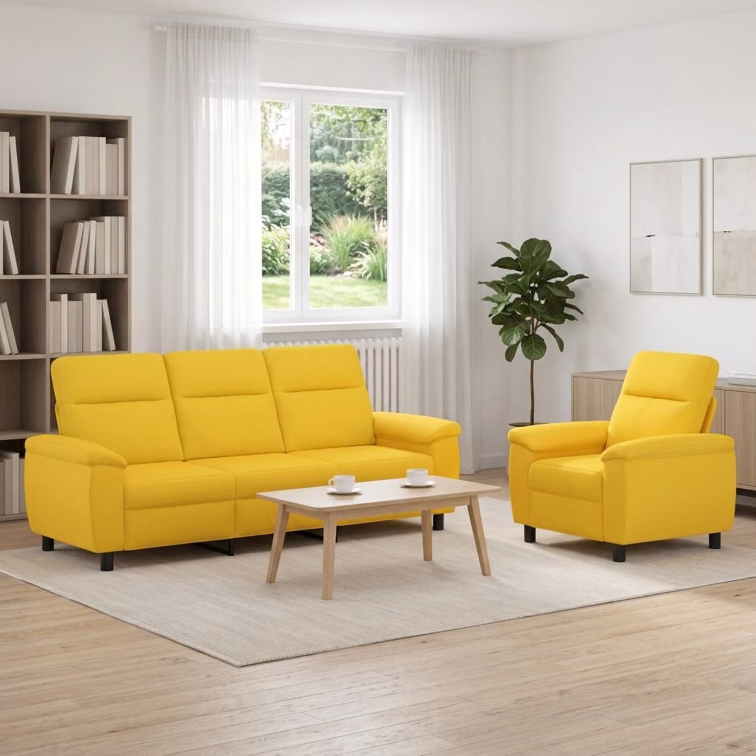 Set di 2 divani moderni vidaXL in tessuto giallo con struttura in metallo per il tuo soggiorno