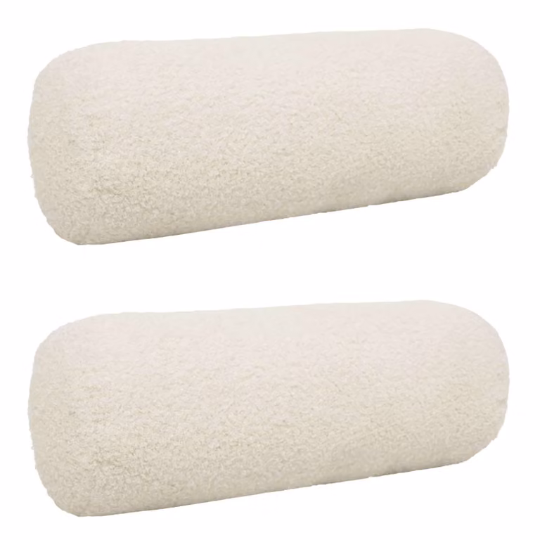 Set di 2 federe vidaXL HEERLEN in tessuto bouclé color crema, forma ovale, Ø 15 x 40 cm
