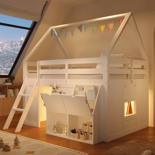 letto a castello in legno bianco 205 x 194.5 cm