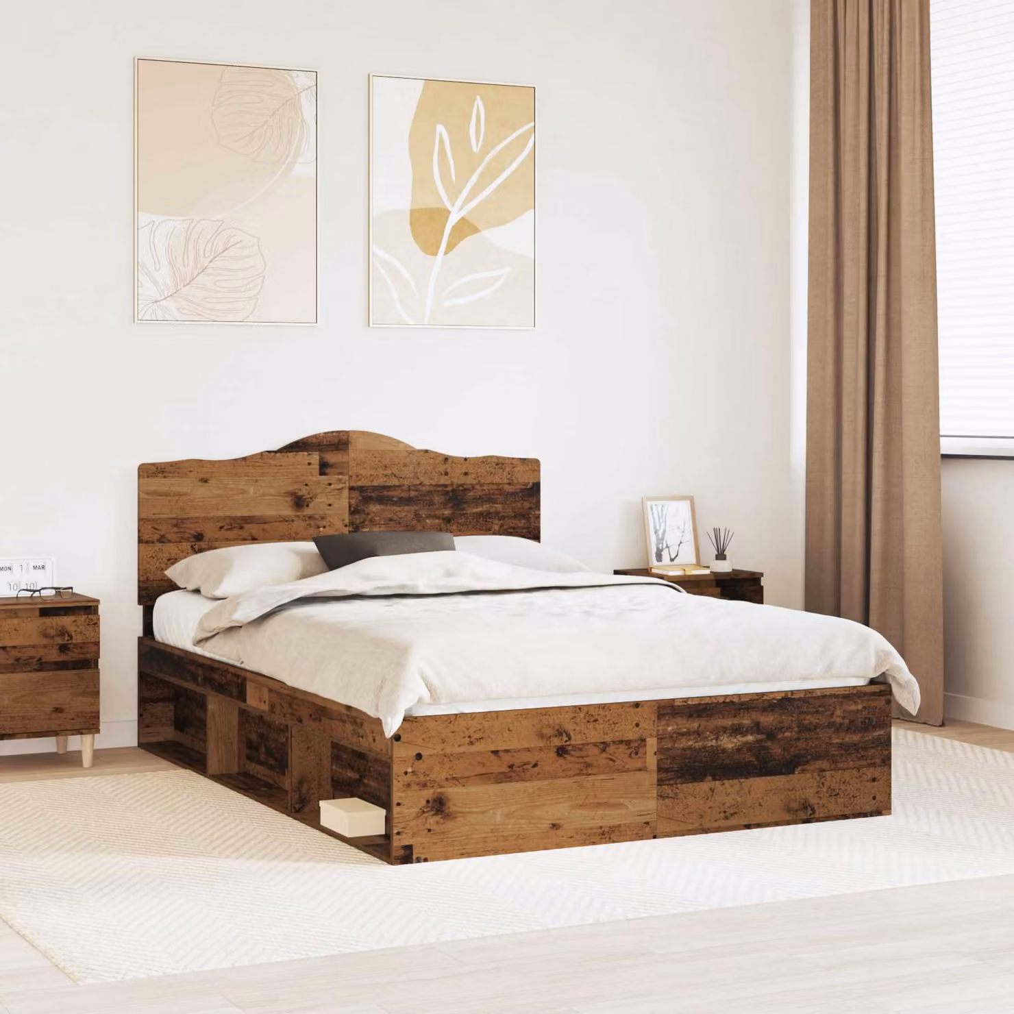Struttura del letto in pino massello vidaXL colore marrone L/P/H: 140 x 190 x 100 cm