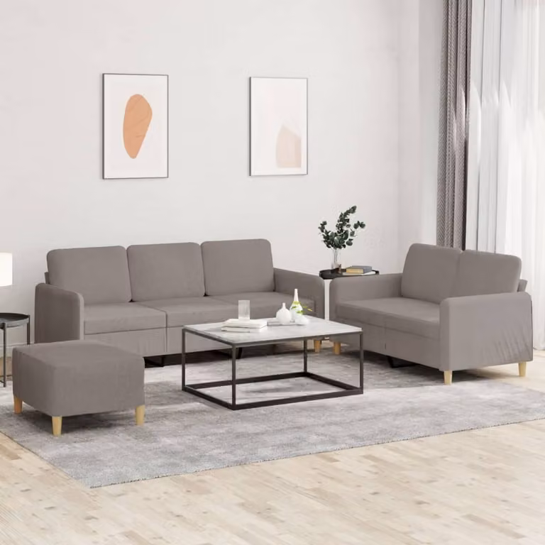 Maison Exclusive - Set divano a 3 pezzi con cuscini in tessuto color taupe
