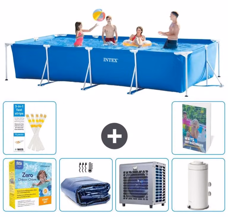 Piscina fuori terra rettangolare - 450x220x84 cm - 5 pezzi - Modello S157