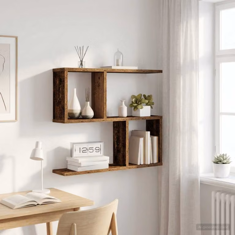 Scaffale da parete moderno vidaXL in legno color marrone L: 60 cm, P: 12 cm, H: 50,5 cm