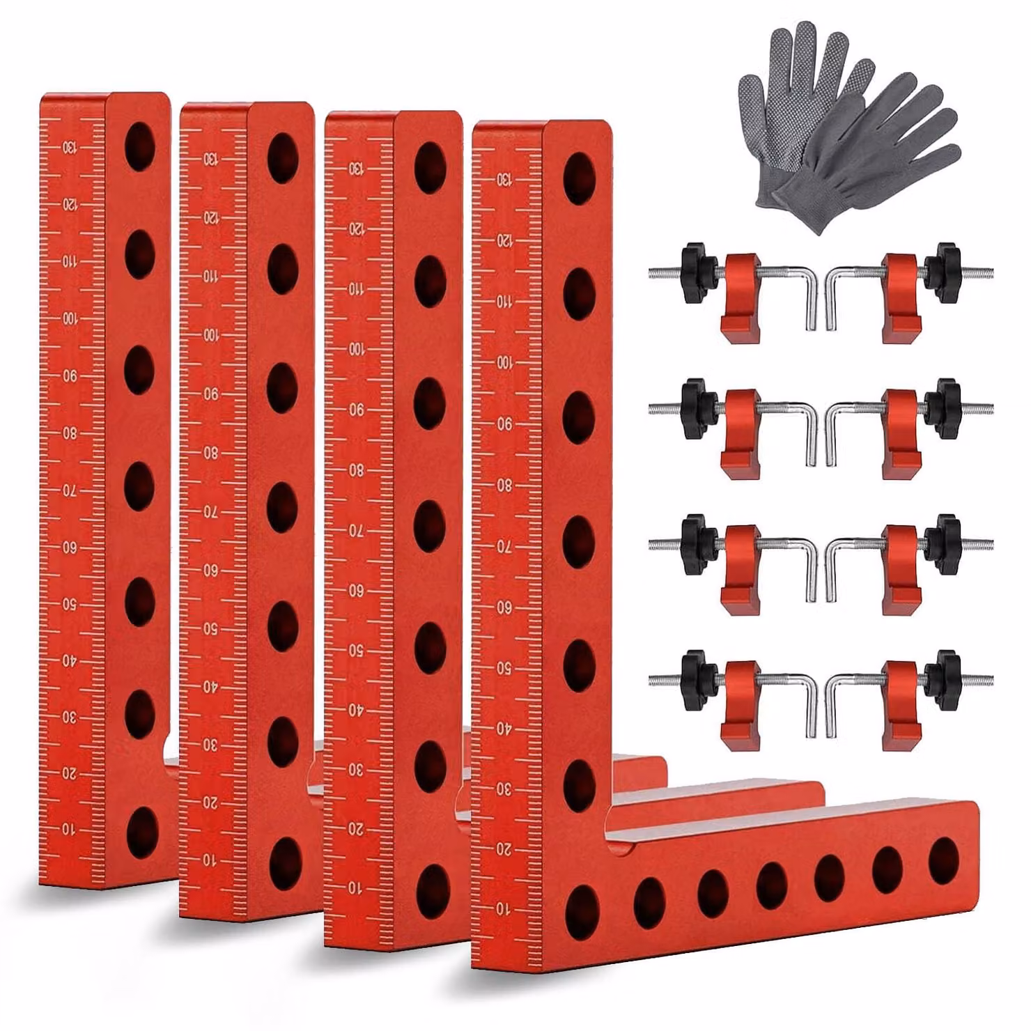 4 morsetti angolari a 90 gradi, 1 morsetto rettangolare da 14 cm per lavori di falegnameria