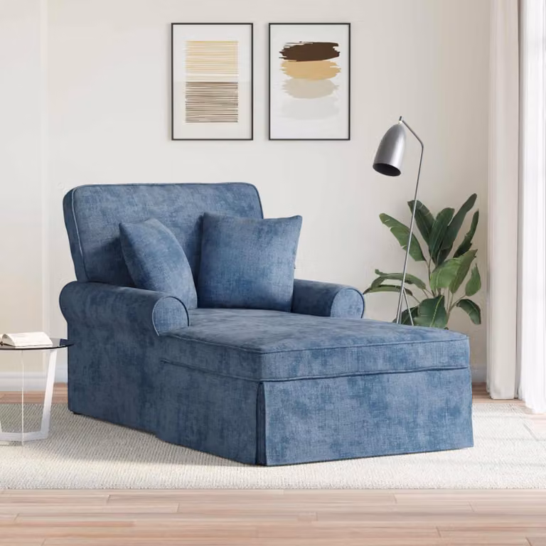 Chaise Longe vidaXL ARES con gonna e cuscino Blu L: 157 cm, P: 91 cm, H: 91 cm