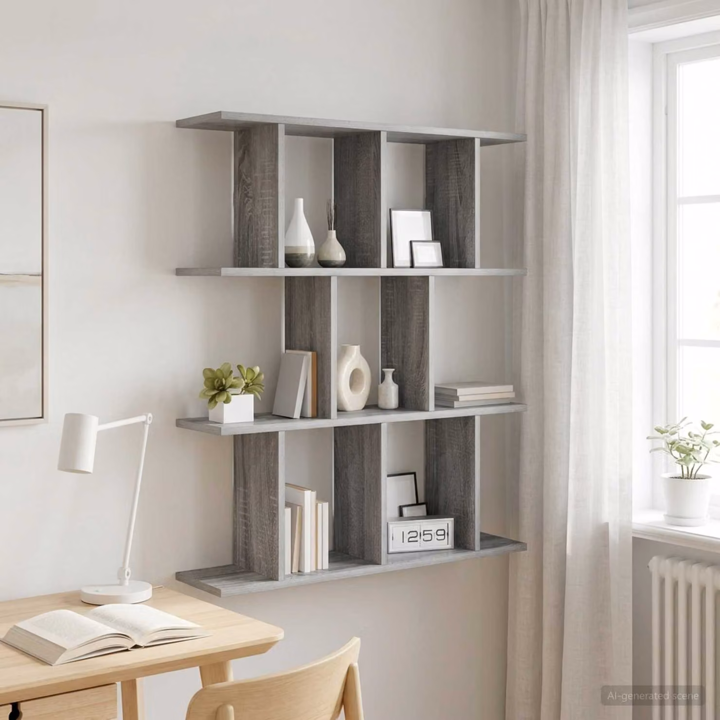 Scaffale da parete moderno vidaXL in MDF grigio L: 80 cm, P: 20 cm, H: 96 cm