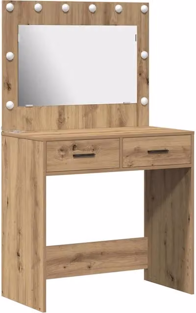 Toeletta Tavolo da Trucco in Rovere Marrone con Design Minimalista L: 78,5 cm, P: 41 cm, H: 135 cm