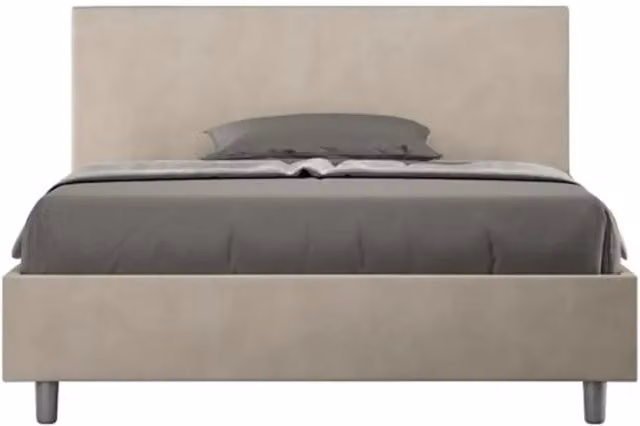Letto matrimoniale francese con contenitore Adele Ityhome imbottito in microfibra colore sabbia L/P/H: 200 x 140 x 106 cm
