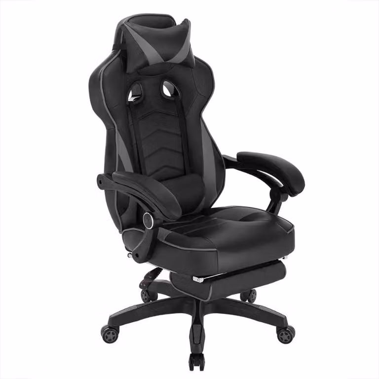 Sedia ergonomica per il gaming e per l'ufficio - Sedia da lavoro confortevole - Schienale regolabile - Poggiapiedi