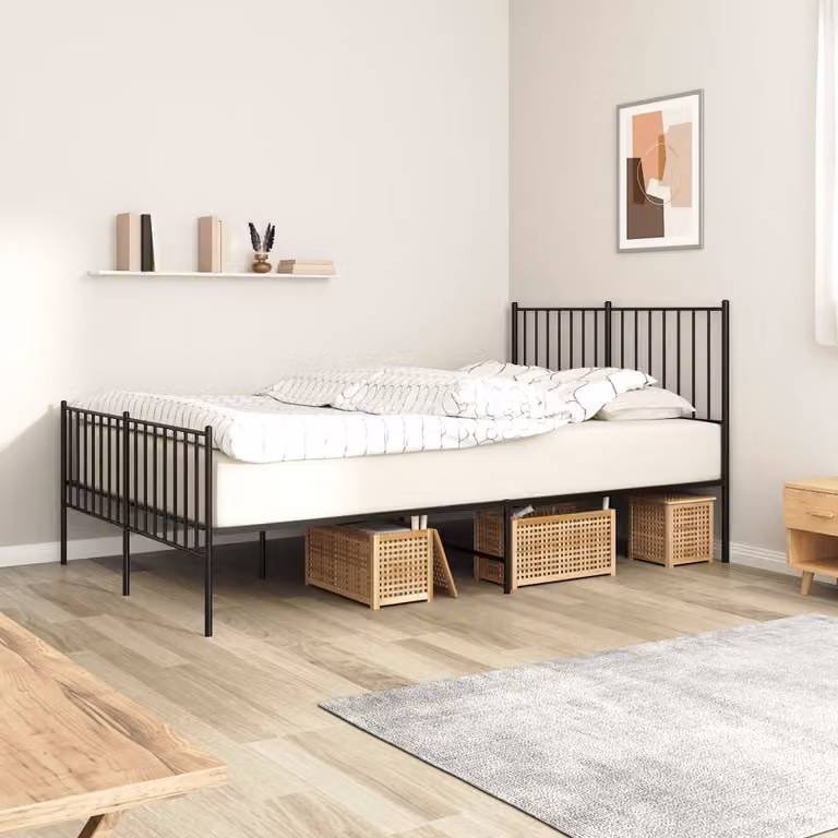 vidaXL Giroletto in metallo nero con testiera e pediera L/P: 120 x 200 cm