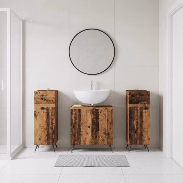 Set di armadietti da bagno in 3 pezzi BREDA Legno antico 3418051