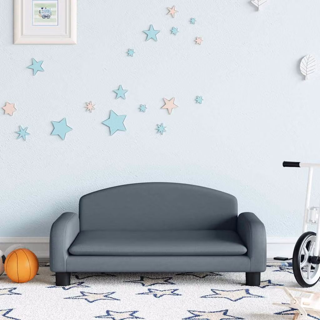 Divano per bambini vidaXL in tessuto grigio con struttura in legno e plastica, L 70 cm x P 45 cm x H 30 cm