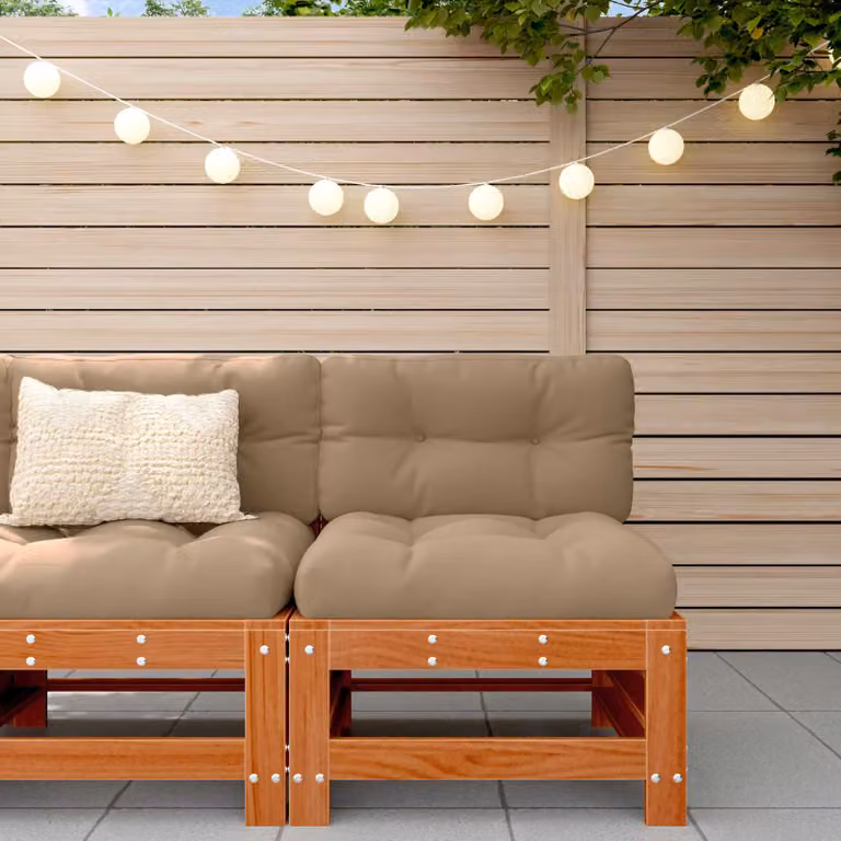 vidaXL Divano da Giardino Moderno in Legno di Pino Trattato con Cuscini Beige e Marrone