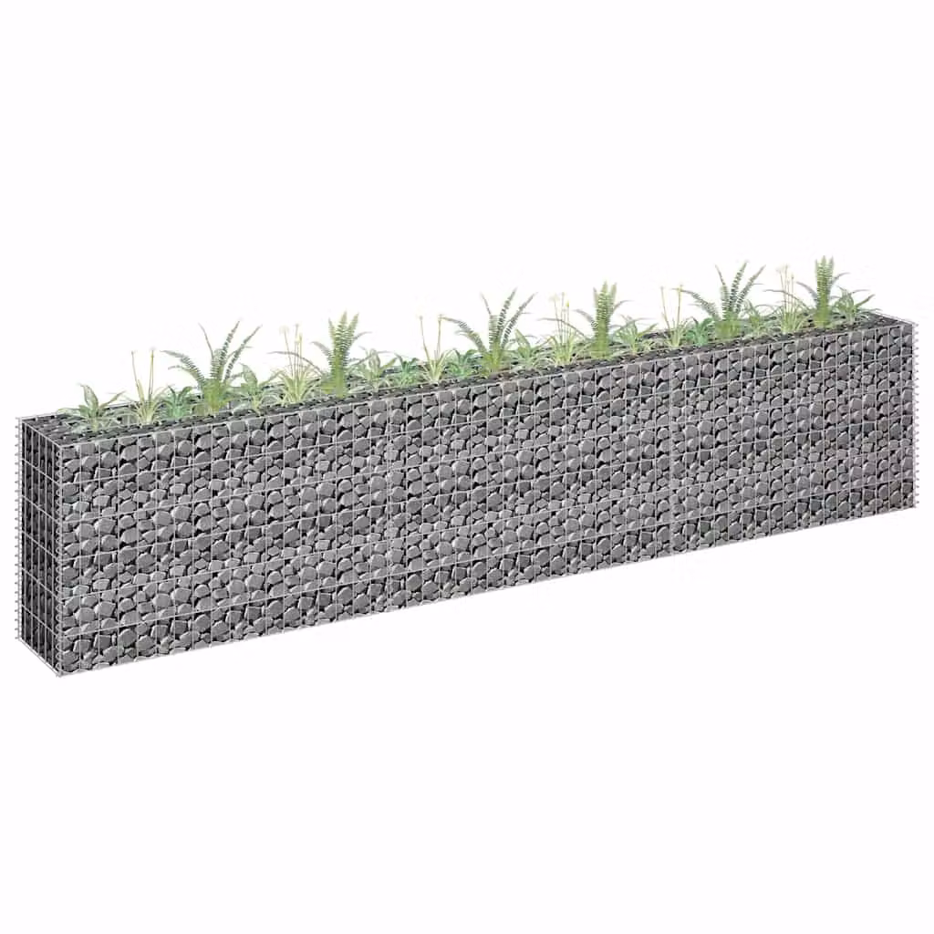 vidaXL Gabbione Letto Rialzato in Acciaio Zincato Grigio L: 270 cm, P: 30 cm, H: 60 cm