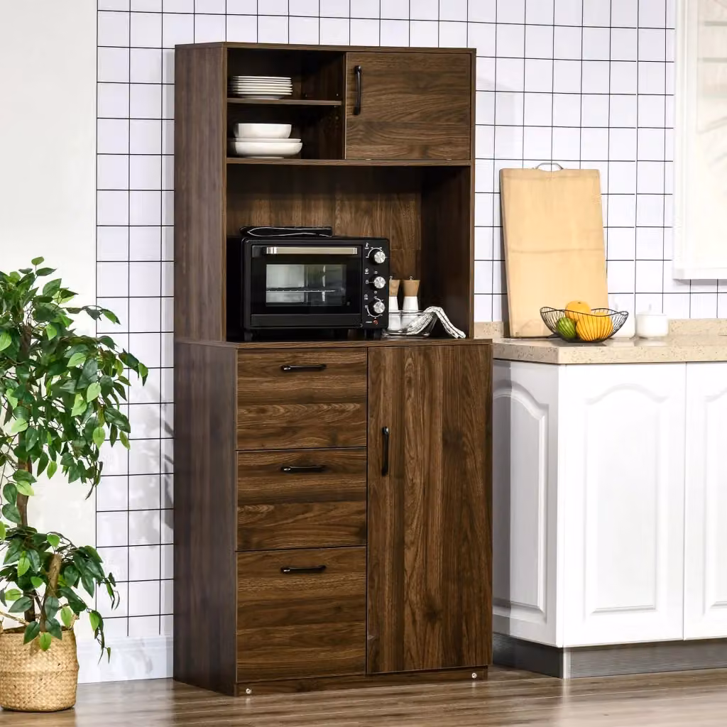 EasyComfort Credenza Moderna in Legno Marrone con 3 Cassetti e Armadietti L/P/H: 178 x 40 x 80 cm – 2