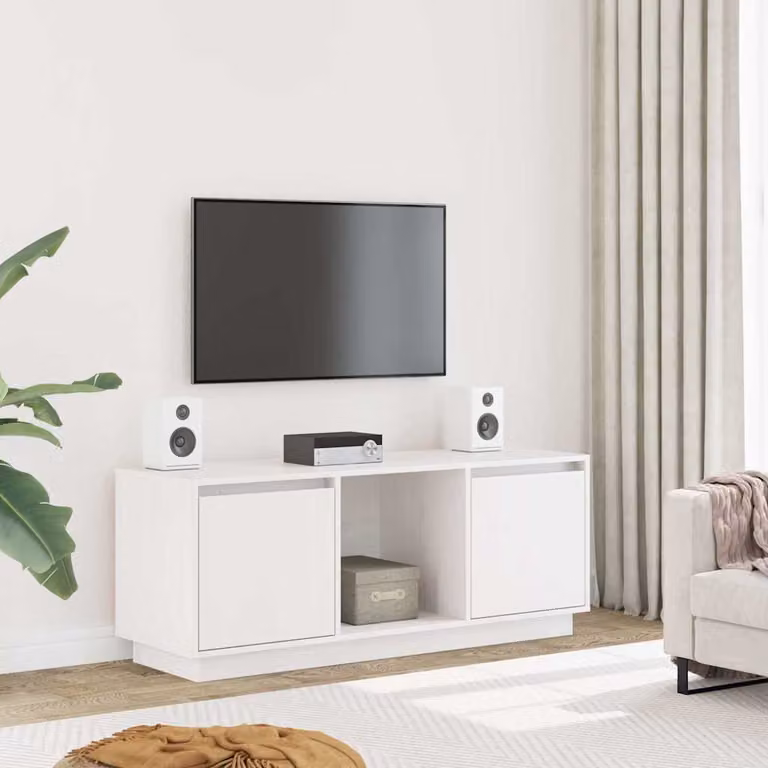 vidaXL Mobile Porta TV Moderno Bianco in Legno di Pino e MDF L/P/H: 110,5 x 35 x 44 cm