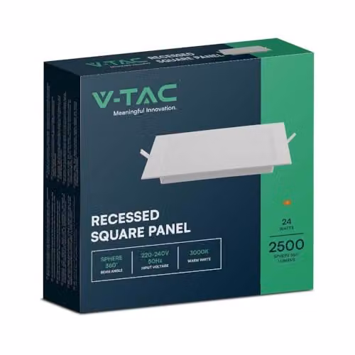 V-TAC Mini Pannello LED 24W Montaggio ad Incasso Quadrato 3000K