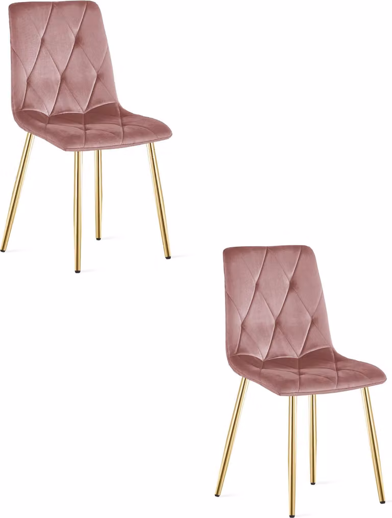 Sedia LIBRA - velluto rosa / gambe color oro x 2