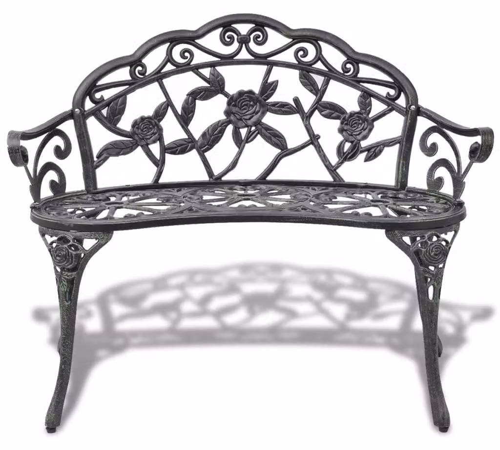 Panca da giardino verde in alluminio - Larghezza 100 cm - Design moderno - Panca per terrazza e giardino