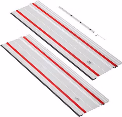 Kit di 2 Binari di Guida VEVOR in Alluminio Argento per Seghe Circolari e Troncatrici con 1 Connettore, Lunghezza: 698,5 mm