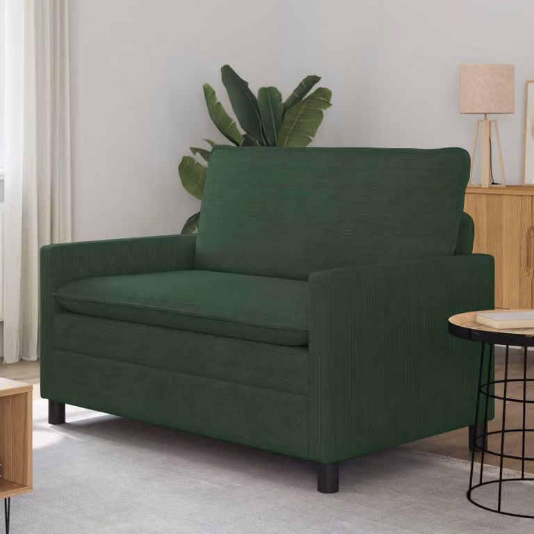 Divano vidaXL in tessuto verde giungla con struttura in metallo e coperture rimovibili L: 126 cm, P: 81 cm, H: 87,5 cm