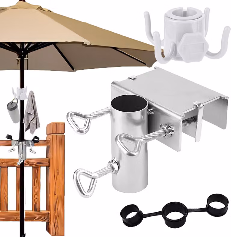 Supporto per ombrellone da balcone, regolabile, diametro 25-38 mm, salvaspazio, adatto per balconi e giardini